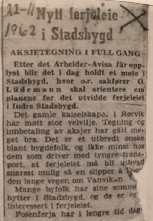 Et falmet og slitt avisutklipp fra 22. november 1962